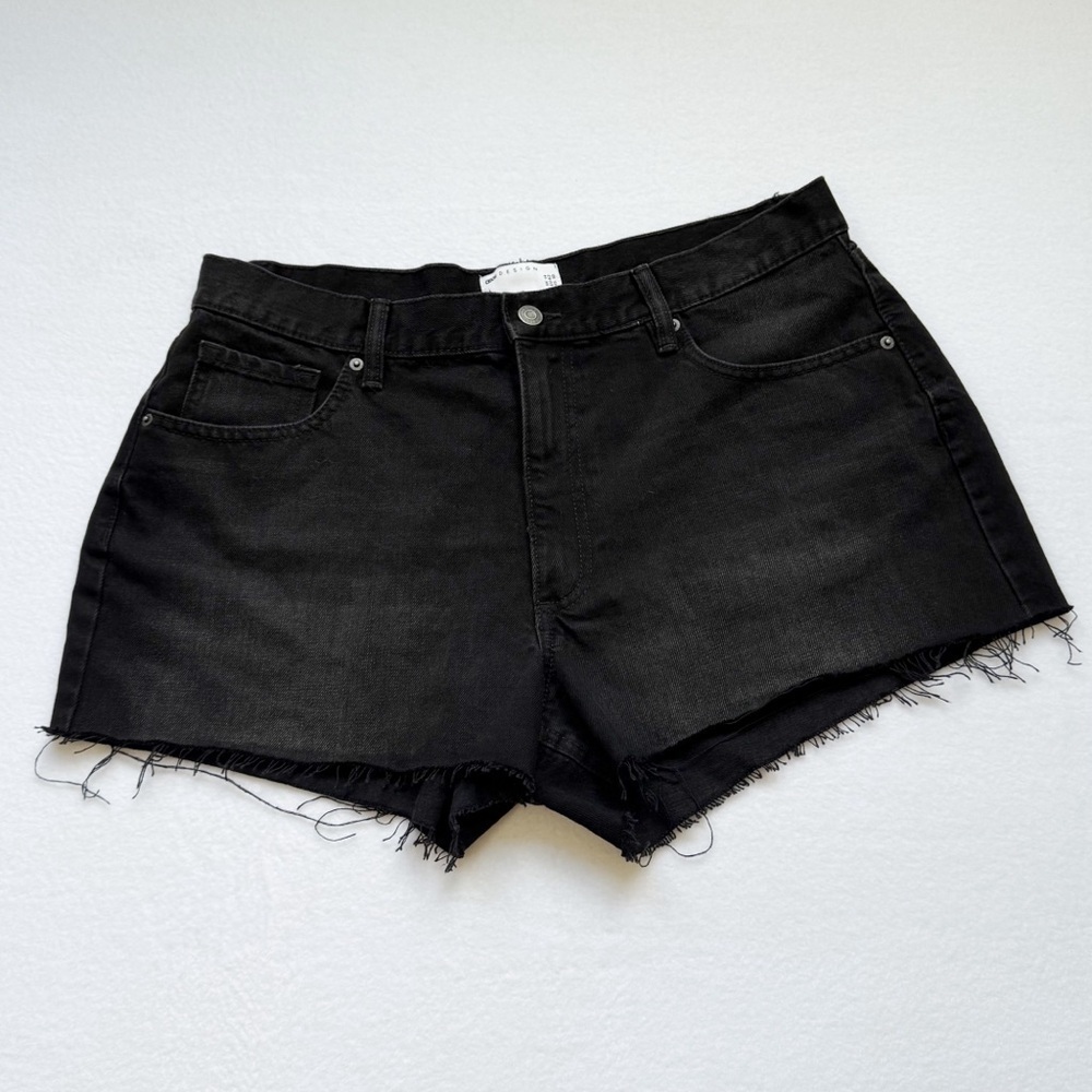 ASOS Black Jean Shorts Distressed High-Waisted